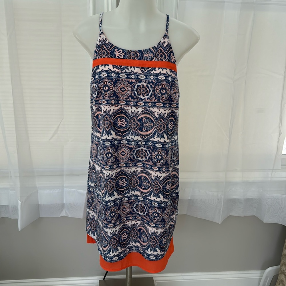 THML Lucero Layered Mini Dress, Blue‎ Orange, S